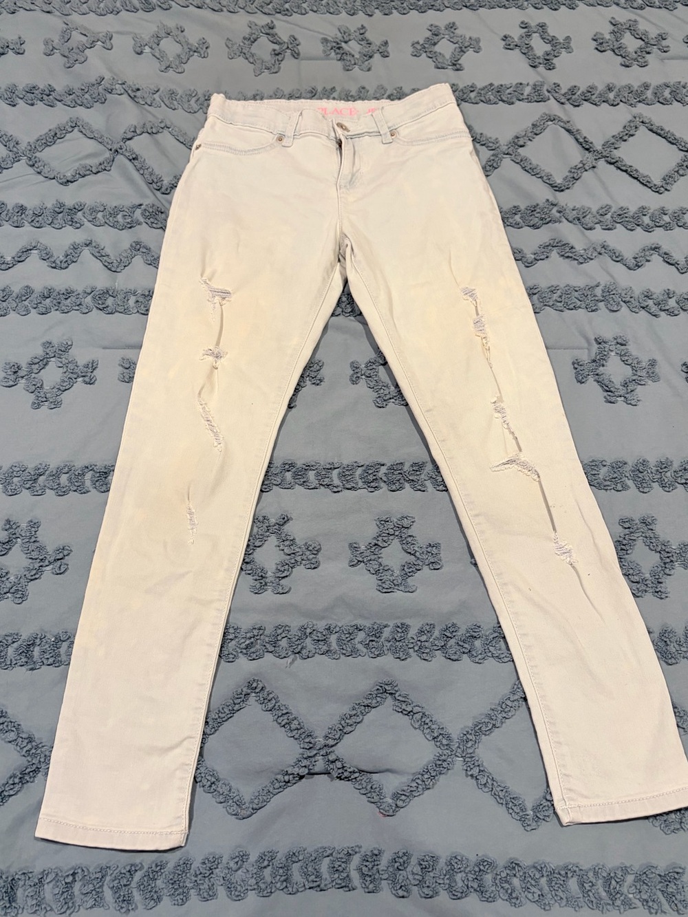 Place Women's Light Beige Distressed Skinny Jeans
